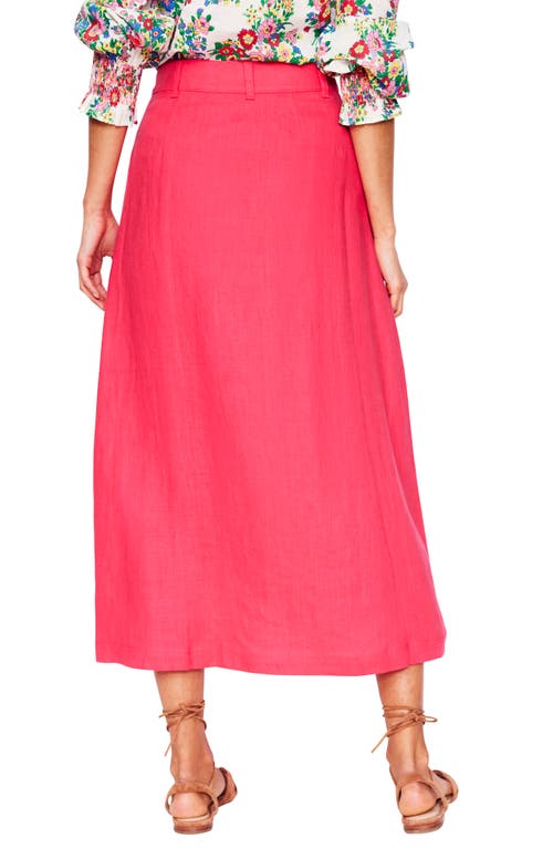Boden Thomasina Linen Midi Skirt In Pink