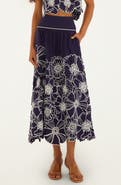 FARM Rio Flowers Richelieu Cotton Midi Skirt