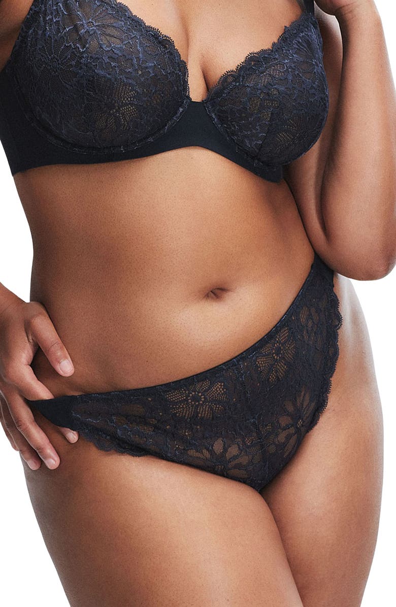 SAVAGE X FENTY Bold Lace Thong, Alternate, color, Black Caviar