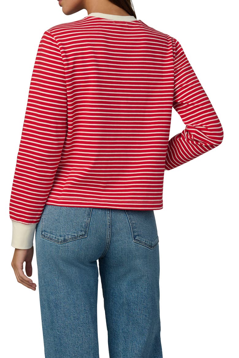 Stripe Long Sleeve Cotton T-Shirt, Alternate, color, CHERRY RED/ ECRU STRIPE
