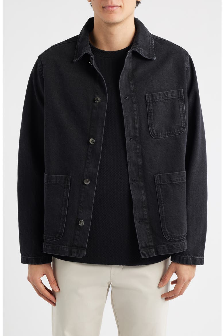 Gove Cotton Denim Chore Coat, Main, color, BLACK