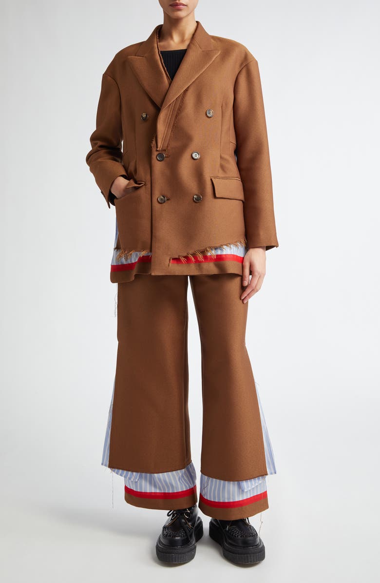 Undercover Spliced Mixed Media Double Breasted Blazer, Alternate, color, 