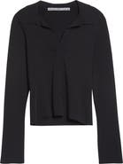 Alexander Wang Long Sleeve Fixed Placket Polo Sweater