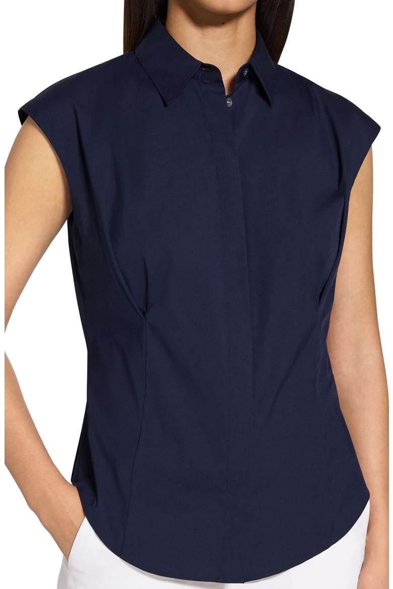 Cap Sleeve Button-Up Shirt, Alternate, color, NEW NAVY