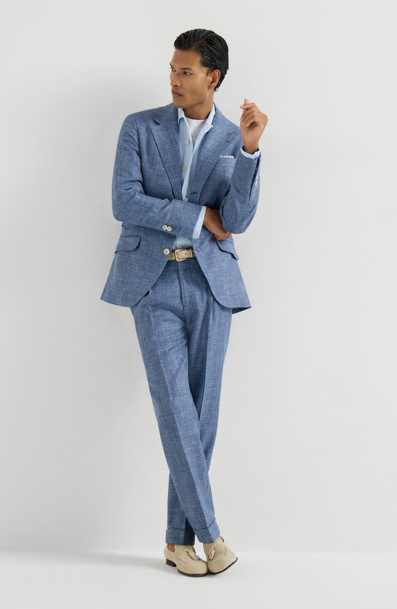 Brunello Cucinelli Hopsack deconstructed blazer, Alternate, color, Denim