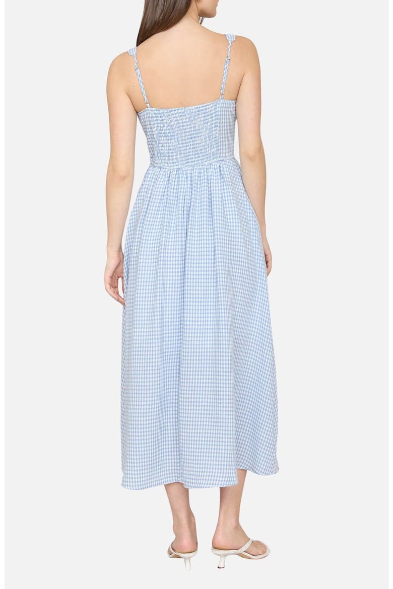 Gingham Fit & Flare Midi Dress, Alternate, color, DUSTY BLUE
