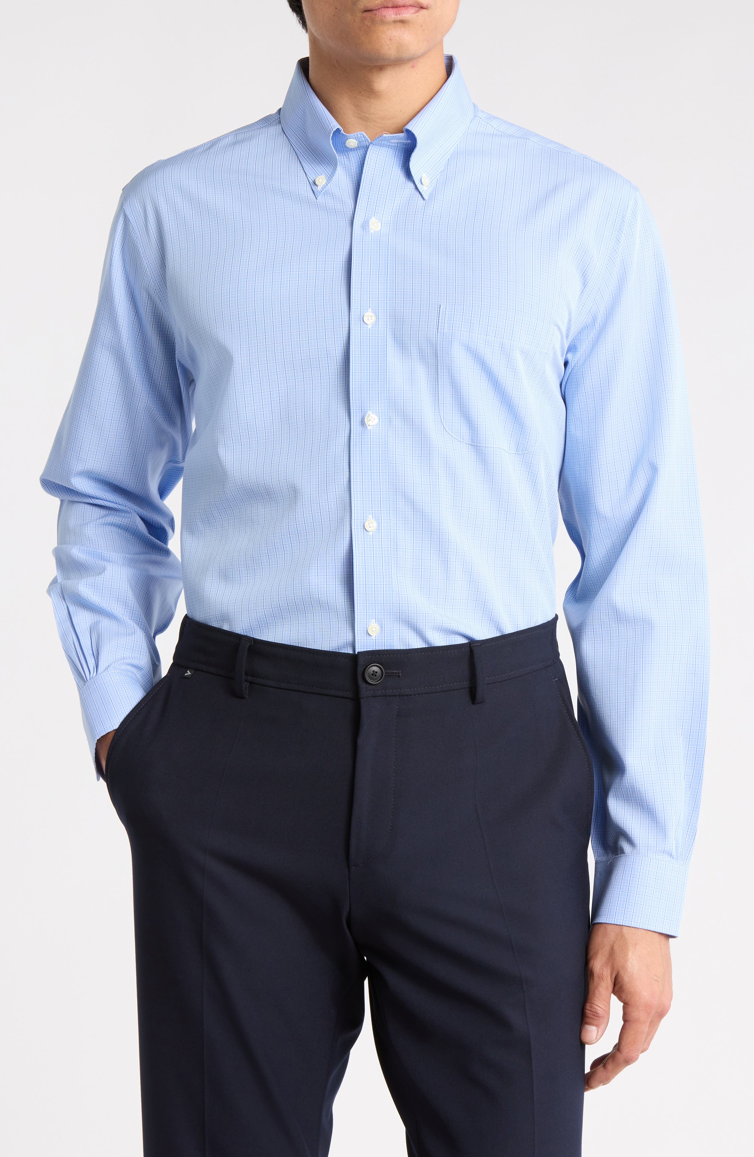 Brooks Brothers Regular Fit Plaid Non-Iron Cotton Dress Shirt