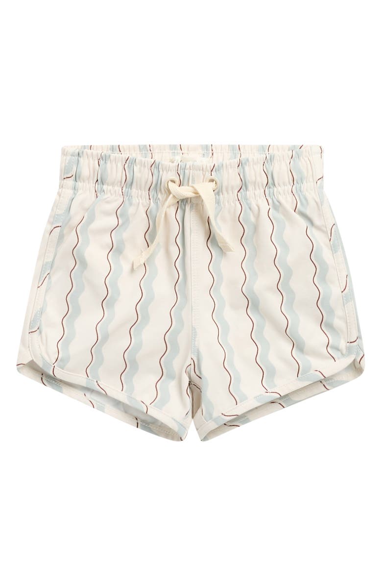 Rylee + Cru Wave Stripe Swim Trunks, Main, color, Natural