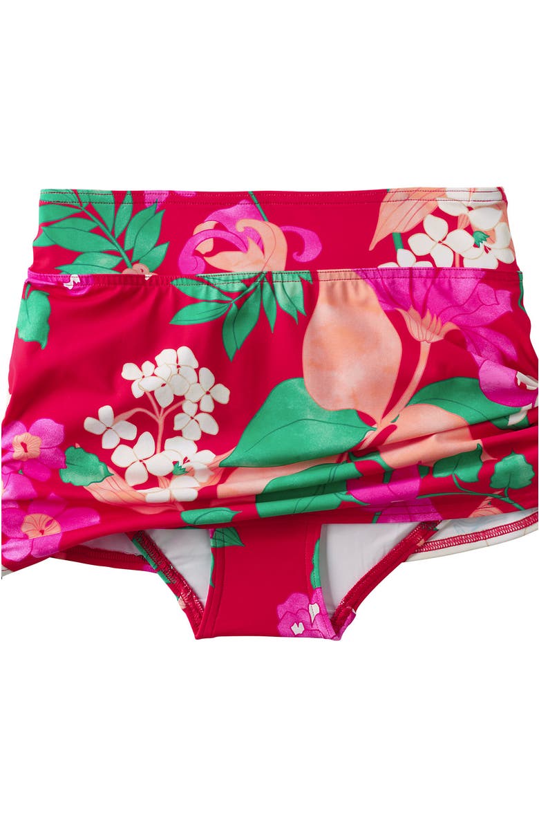 Lands' End Mini Swim Skirt, Alternate, color, Coral Rose Lilies