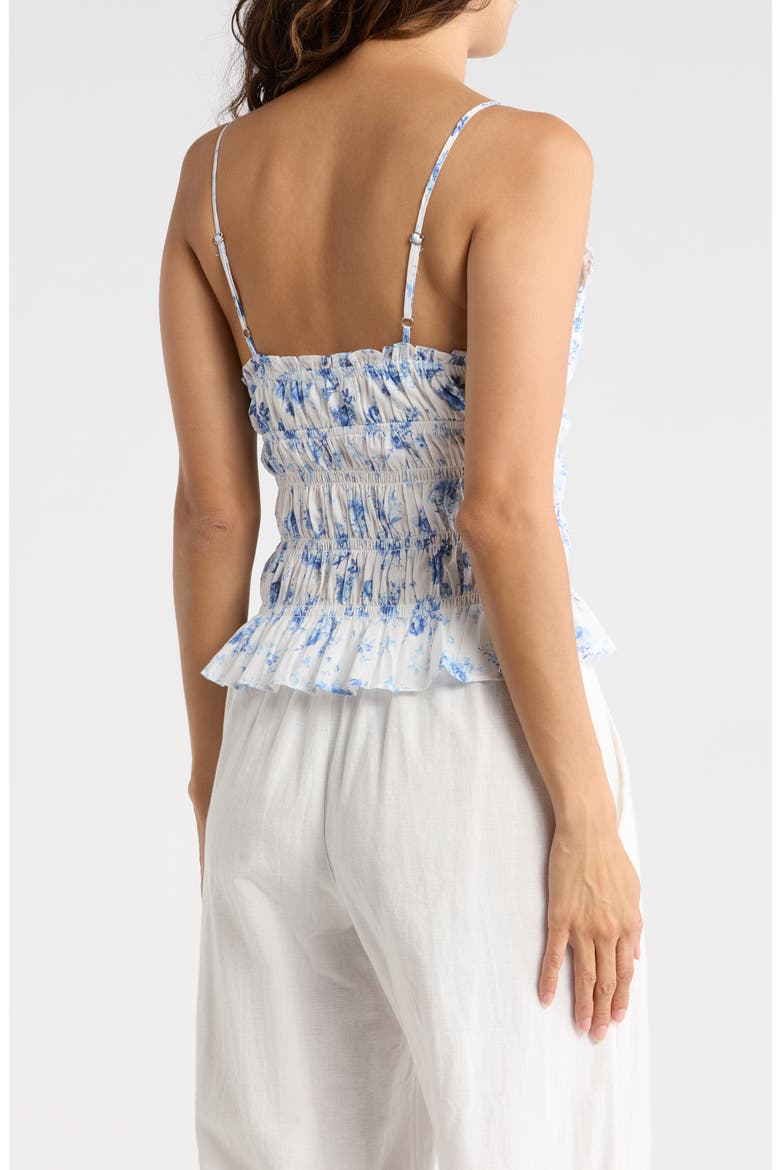 Floral Smocked Cotton Camisole, Alternate, color, BLUE COMBO