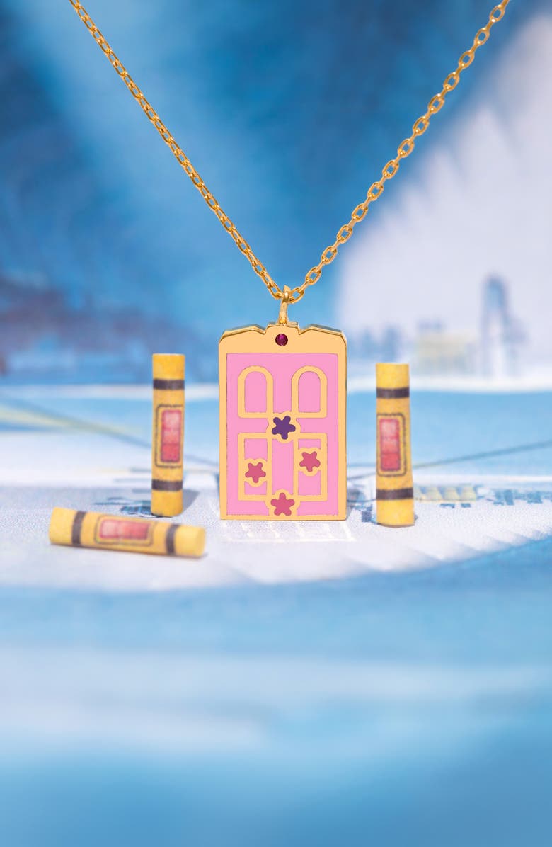 Girls Crew x Disney<sup>®</sup> Pixar Monster's Inc. Boo's Door Pendant Necklace, Alternate, color, Gold