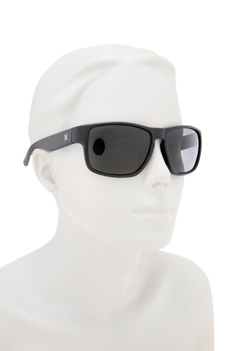Hurley 51mm Square Sunglasses, Alternate, color, Rubberized Black