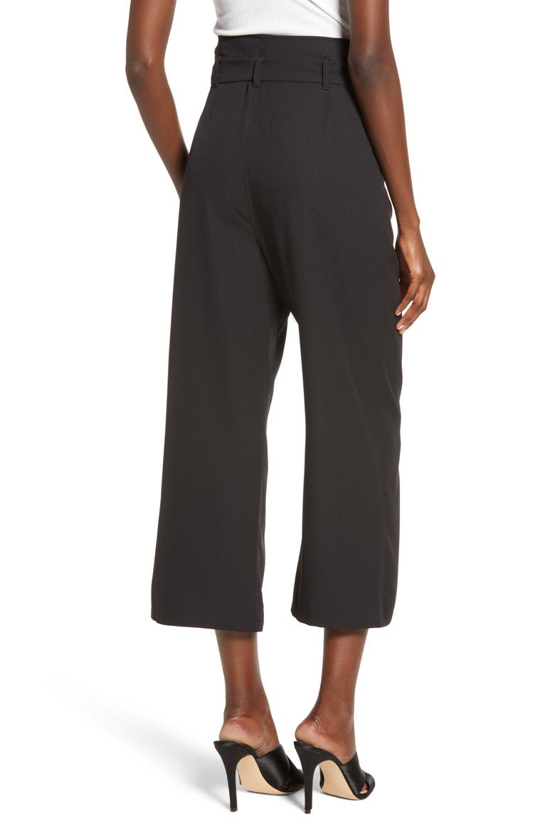 Tie Waist Crop Pants, Alternate, color, BLACK
