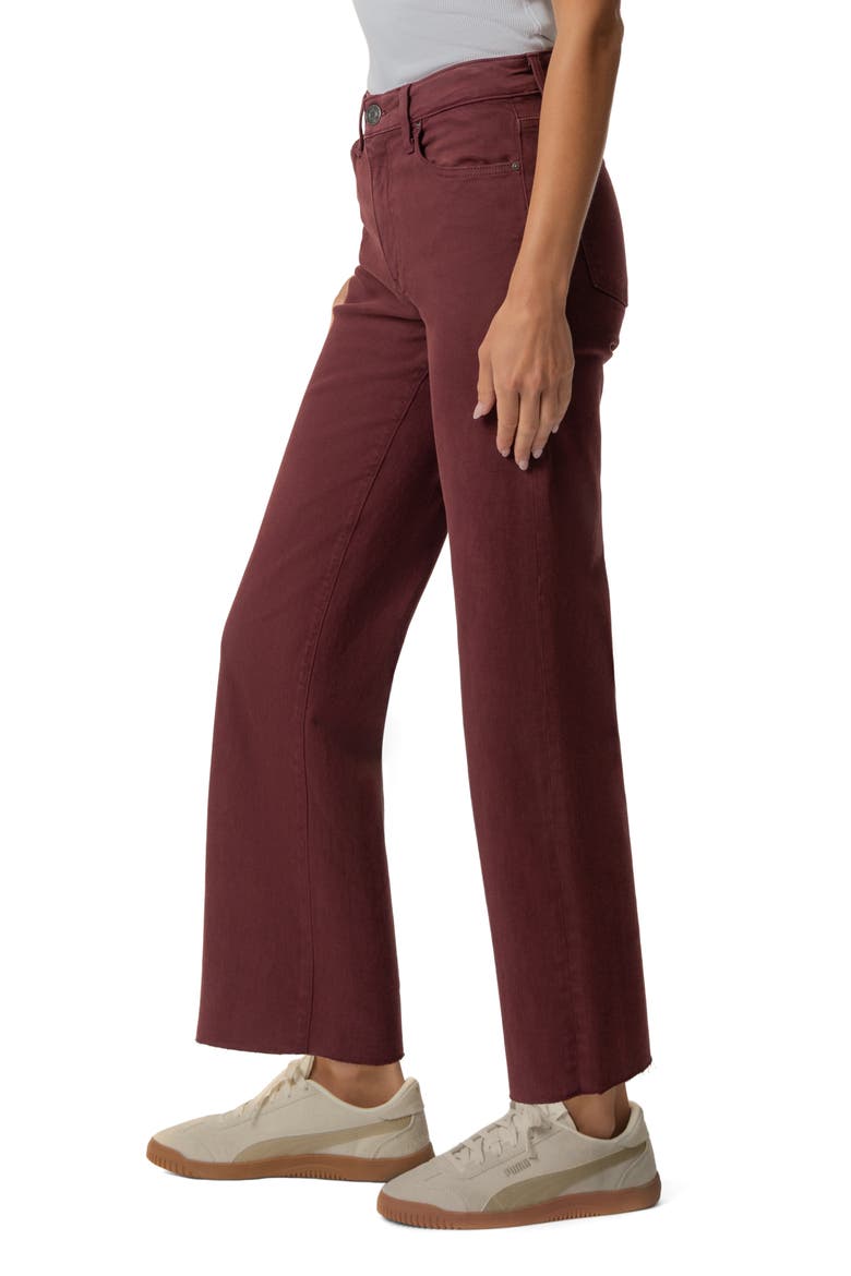 High Waist Raw Hem Wide Leg Jeans, Alternate, color, CLARET