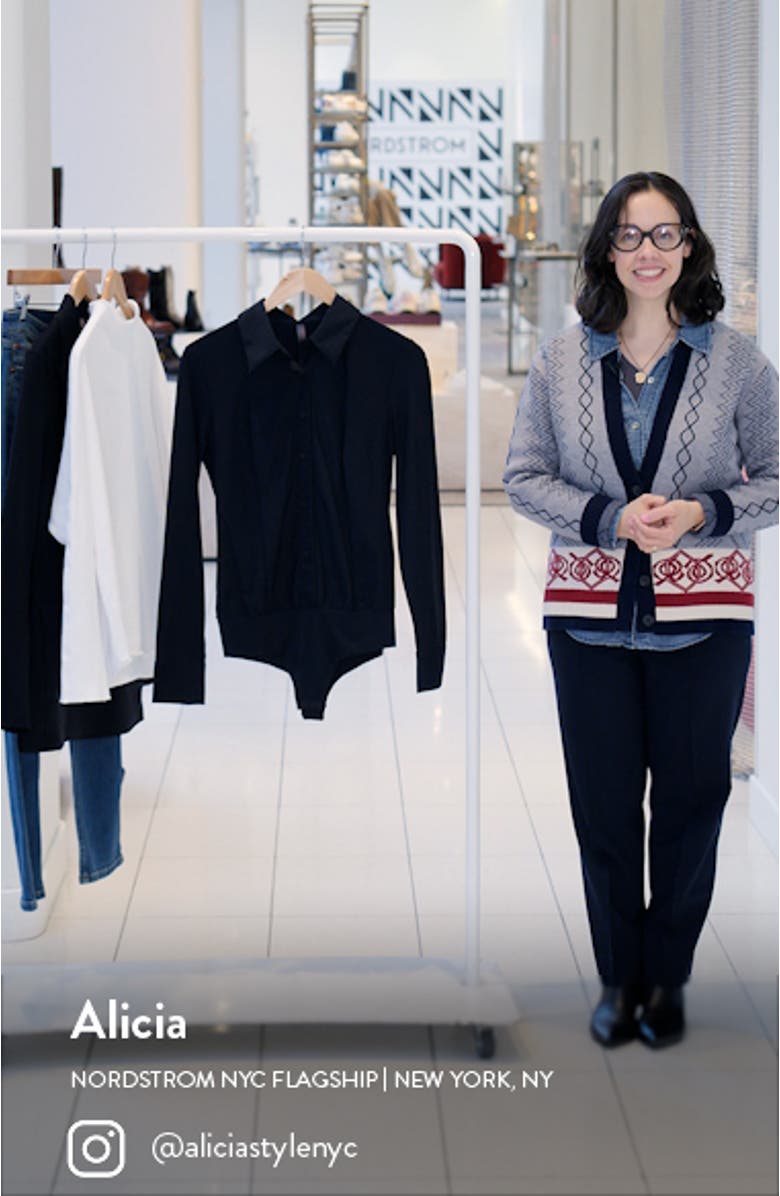 Classic Long Sleeve Button-Down Thong Bodysuit