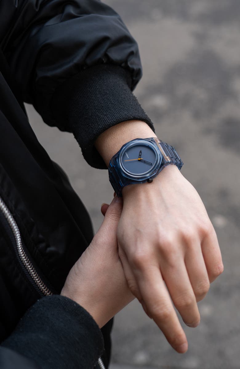 D1 Milano Exp_Cobalt Nylon Bracelet Watch, 39mm, Alternate, color, Transparent Blue