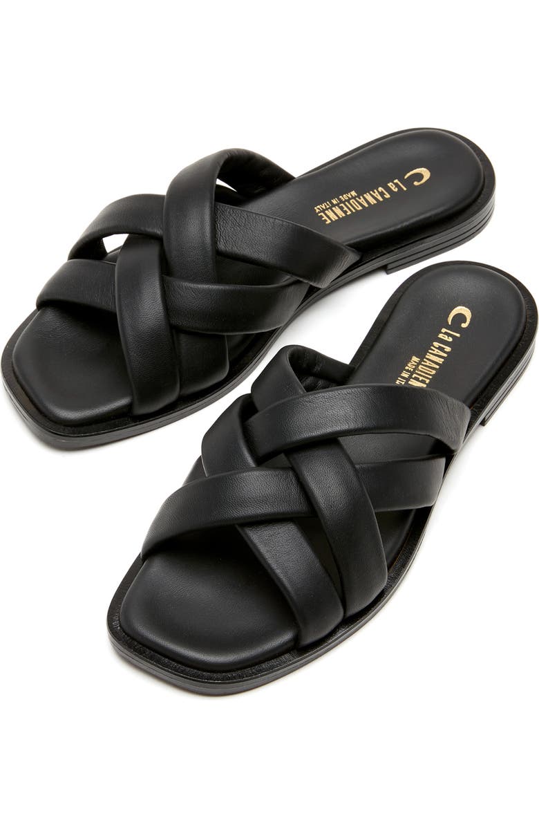 La Canadienne Fox Slide Sandal, Alternate, color, Black Leather