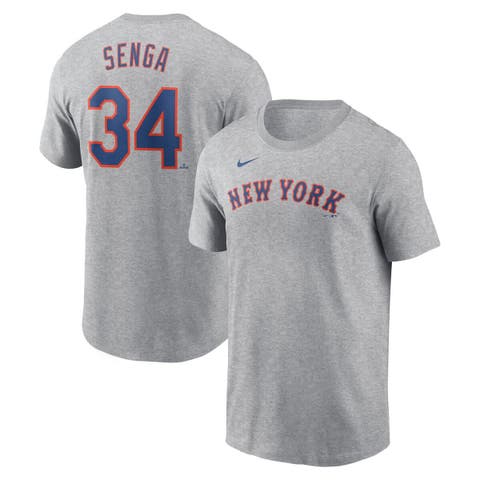 Men's Nike Kodai Senga Heather Gray New York Mets Fuse Name & Number T-Shirt