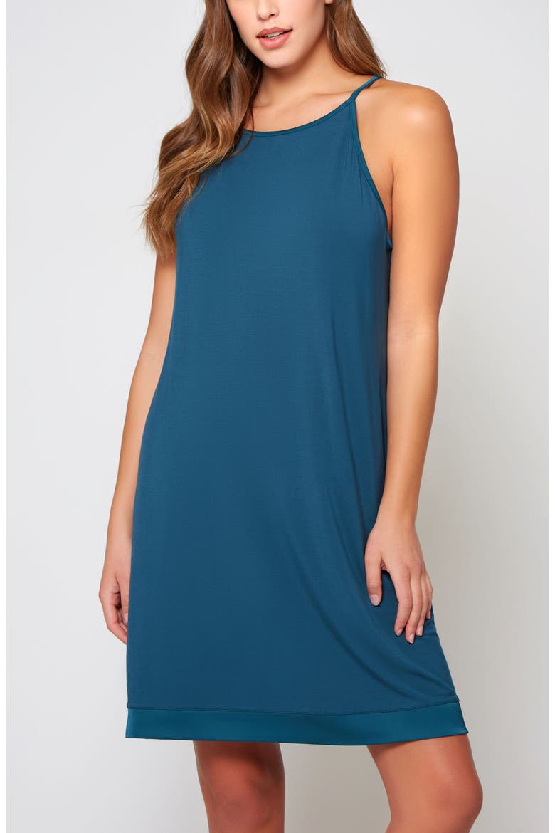 Halter Neck Knit Lounge Dress, Main, color, Teal