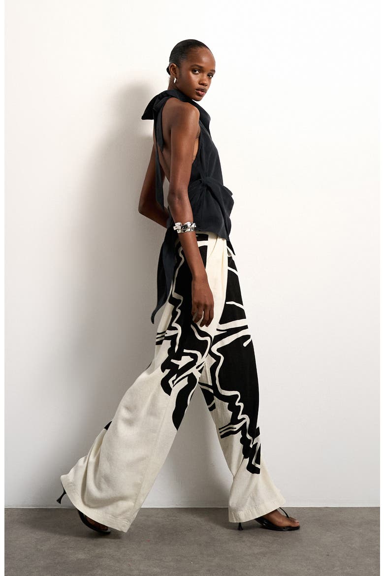 Floral Placement Palazzo Pants, Alternate, color, CREAM