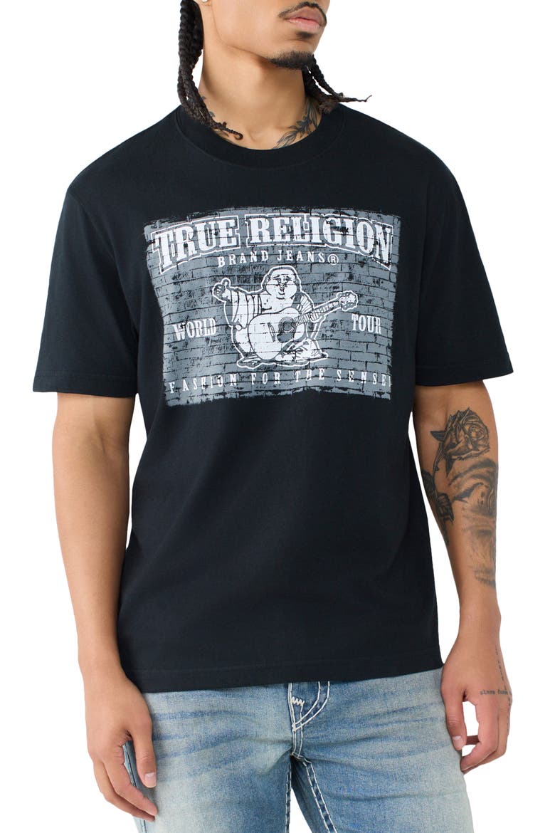 Brick Buddha Cotton Graphic T-Shirt, Main, color, JET BLACK