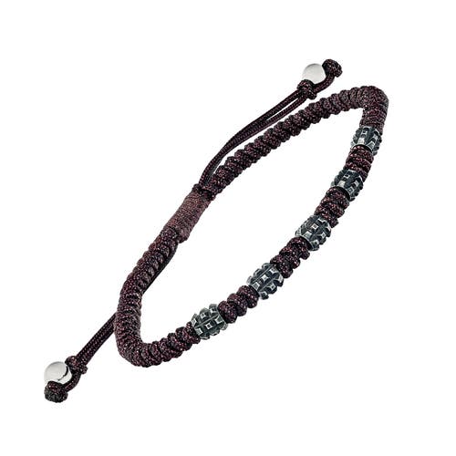 Link Up Stainless Steel Beads On Nylon Pull Cord In Black