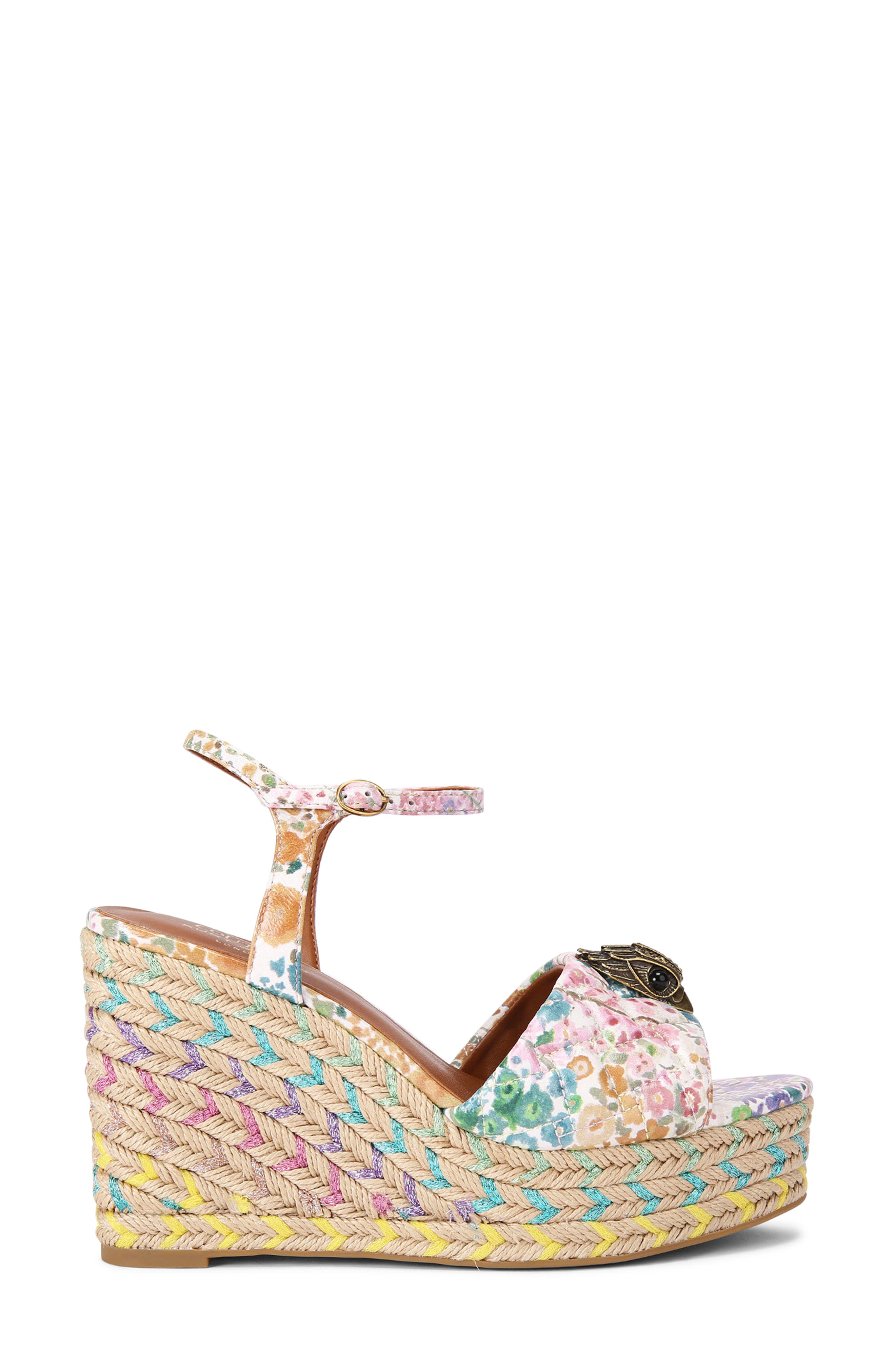Kurt Geiger London Floral Couture Kensington Espadrille Ankle Strap Platform Wedge Sandal, Alternate, color, 