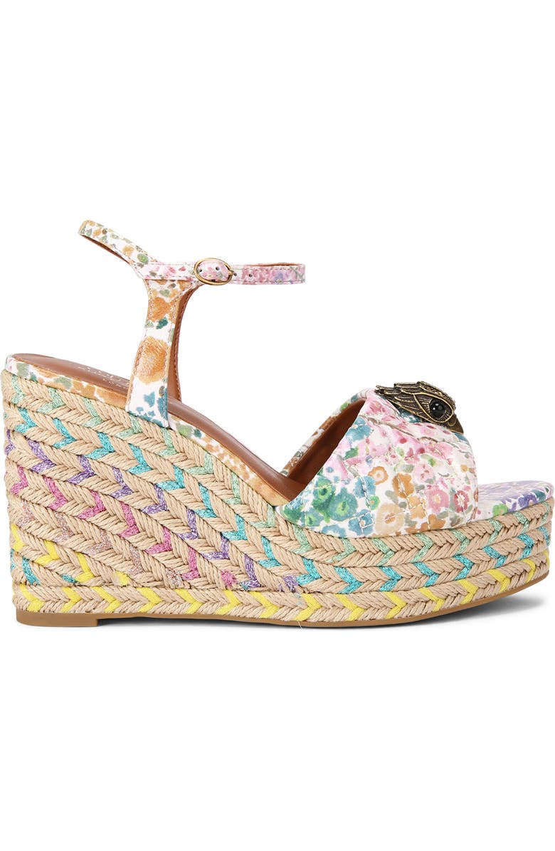 Kurt Geiger London Floral Couture Kensington Espadrille Ankle Strap Platform Wedge Sandal, Alternate, color,