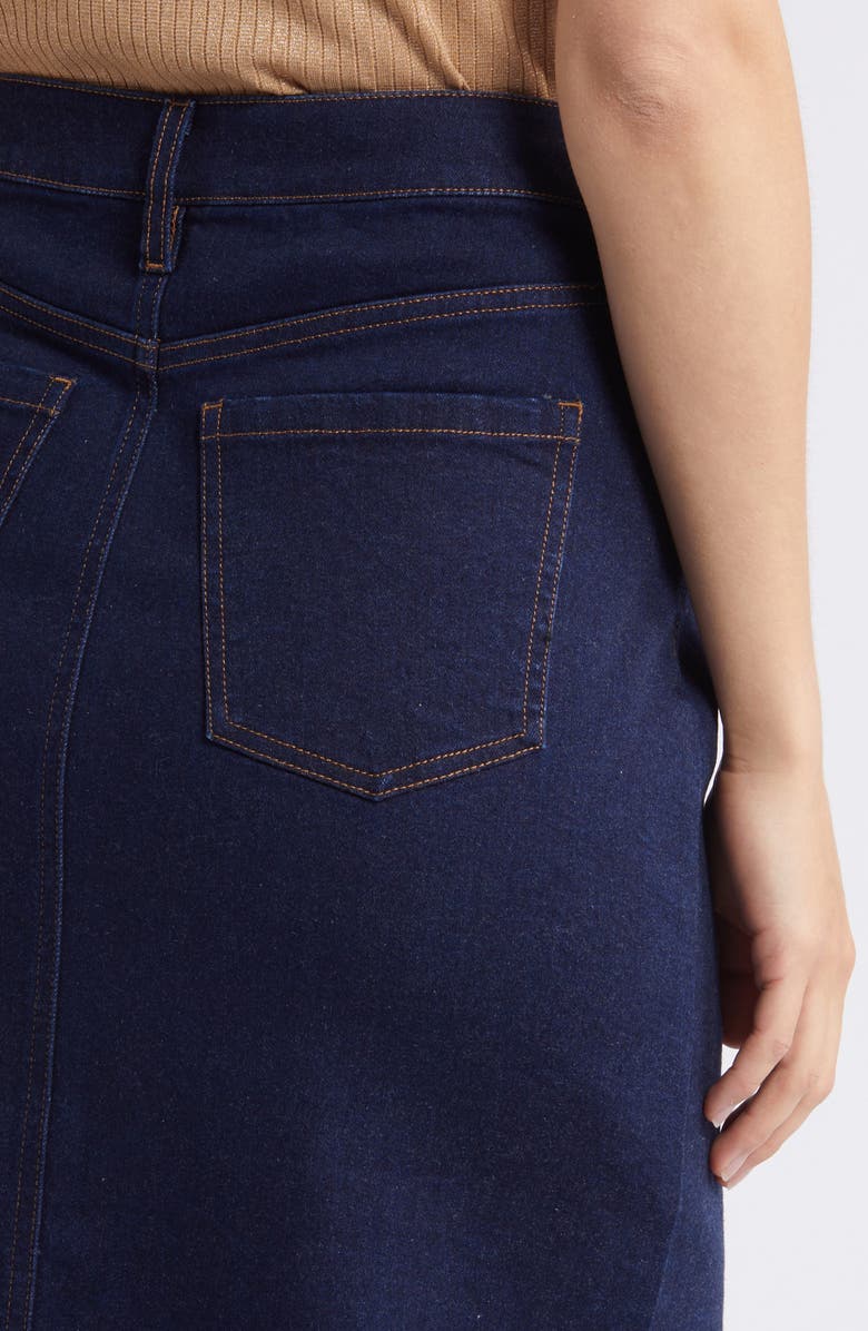 Anne Klein Denim Midi Skirt, Alternate, color, Metropolitan Wash