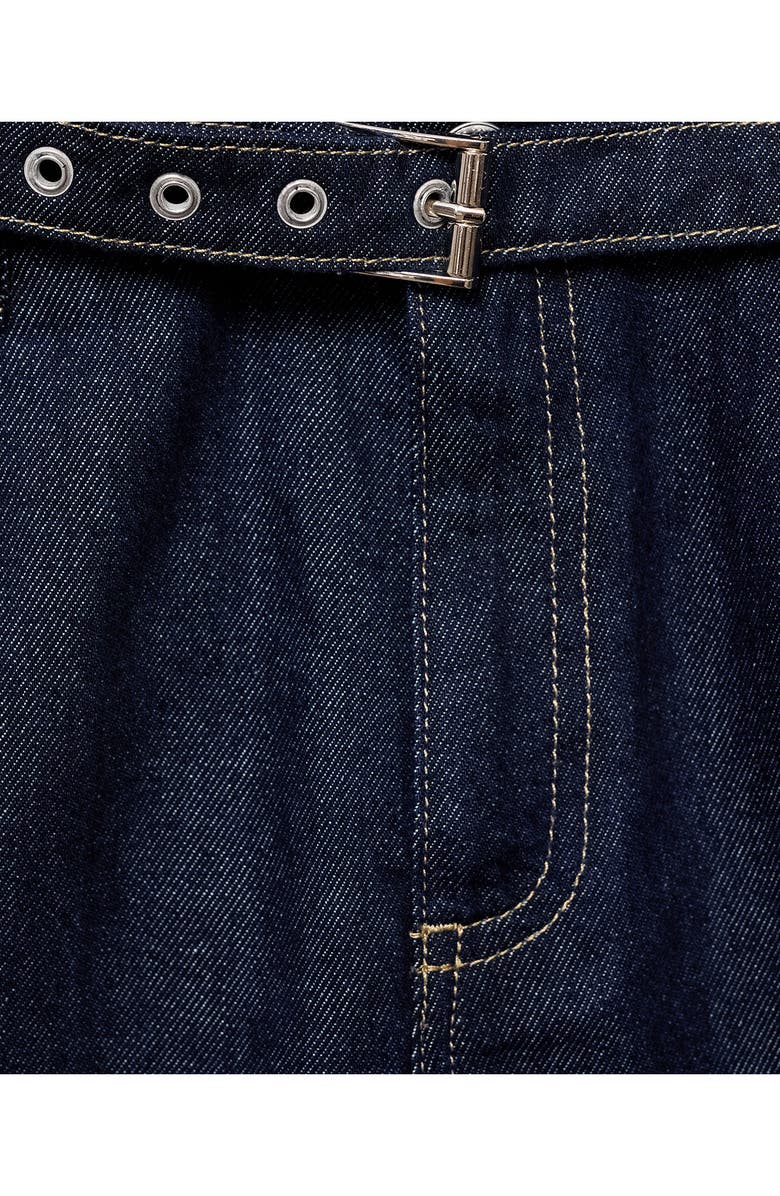 MANGO Belted Straight Leg Jeans, Alternate, color, Open Blue