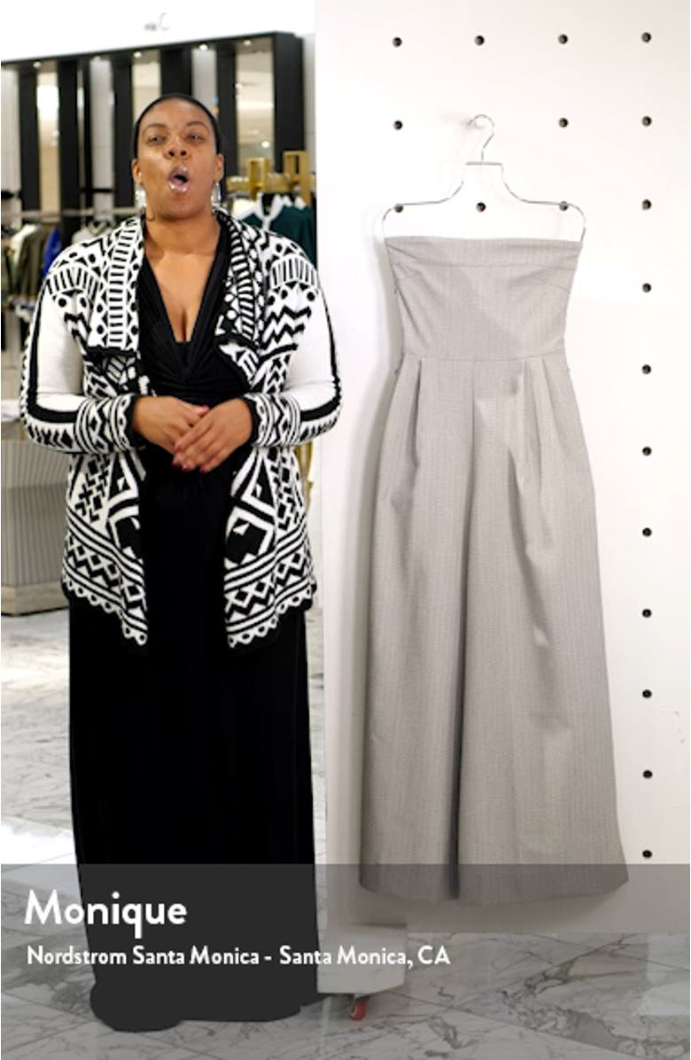 Brettin Herringbone Strapless Wide Leg Jumpsuit, sales video thumbnail