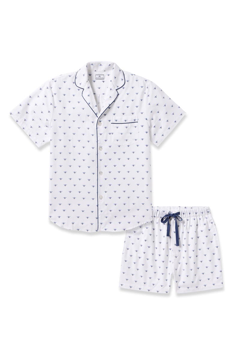 Petite Plume Buzzing Bees Cotton Short Pajamas, Alternate, color, White