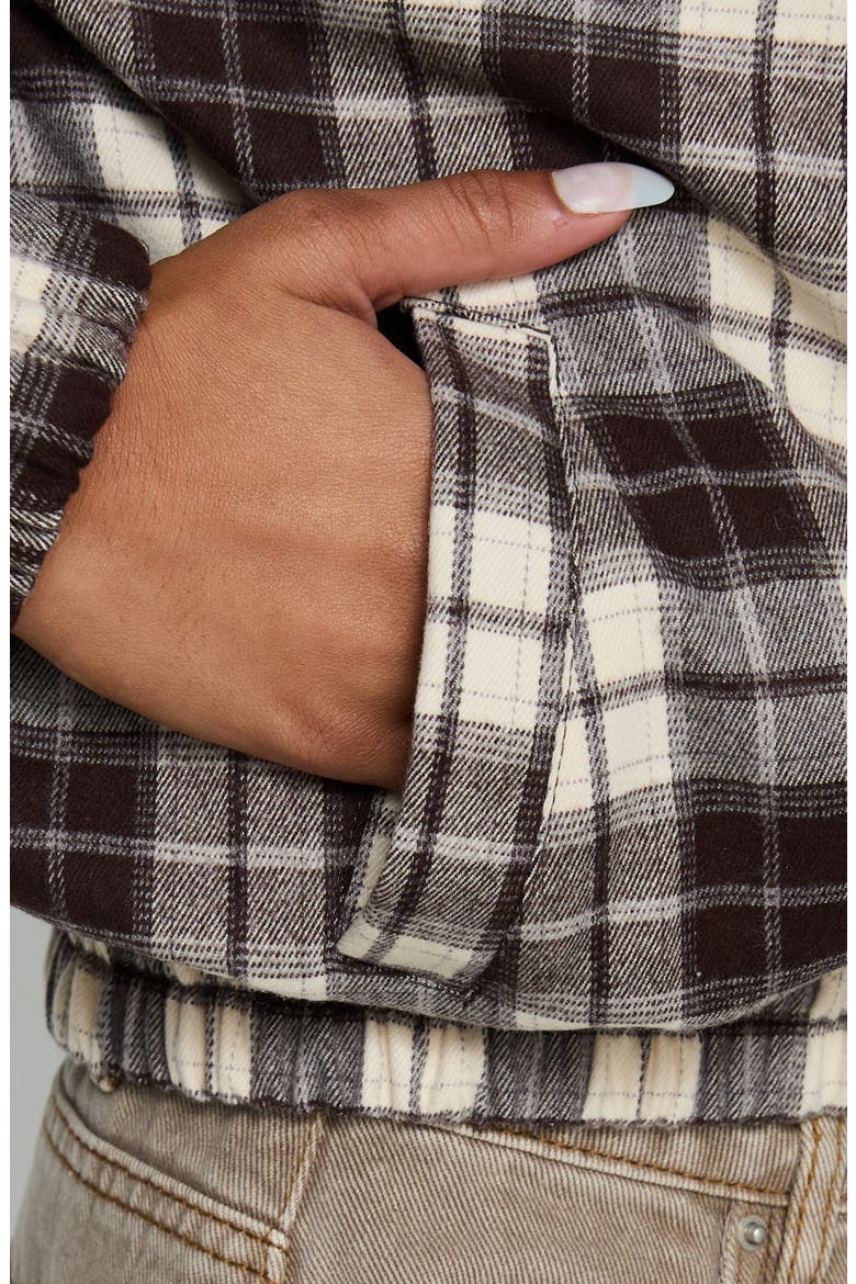 Khodana Plaid Funnel Neck Jacket, Alternate, color, BROWN CHECK