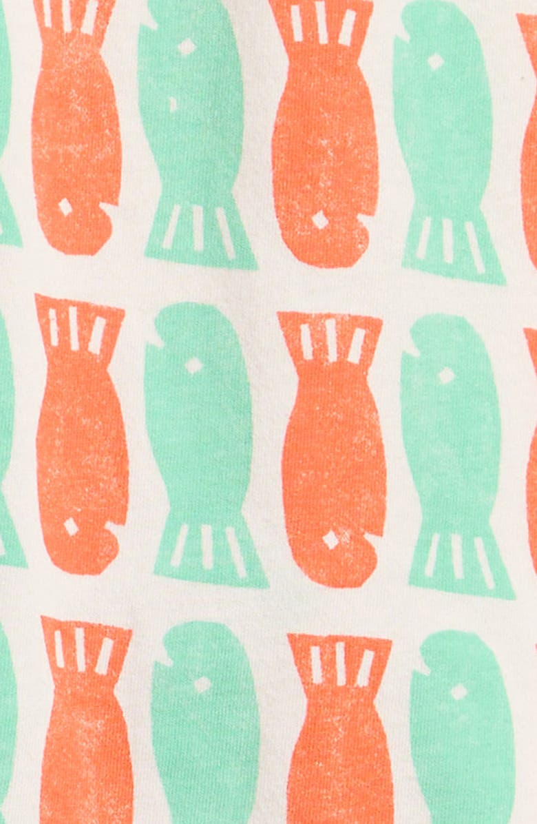 Bobo Choses Fish Print Organic Cotton Henley Romper, Alternate, color,