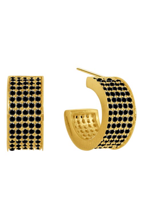 Dean Davidson Petit Pavé Thick Huggie Hoop Earrings In Black Crystal/gold