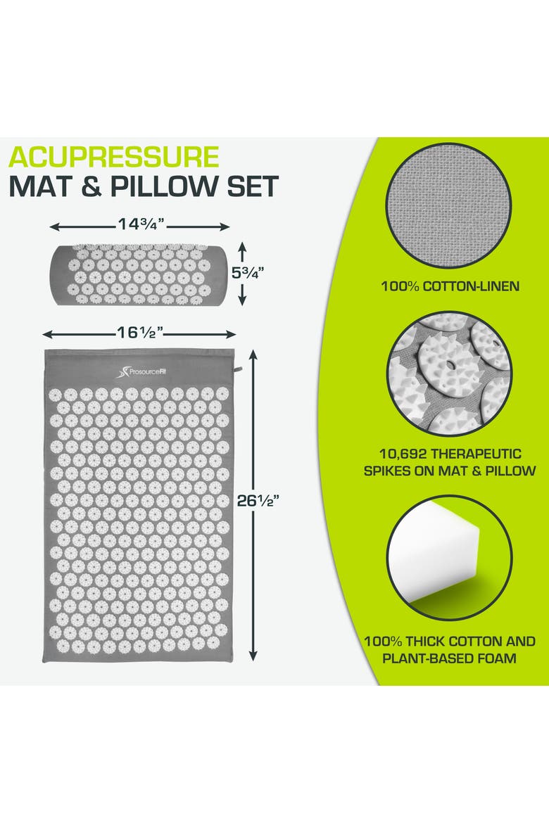 Acupressure Mat and Pillow Set, Alternate, color, Gray