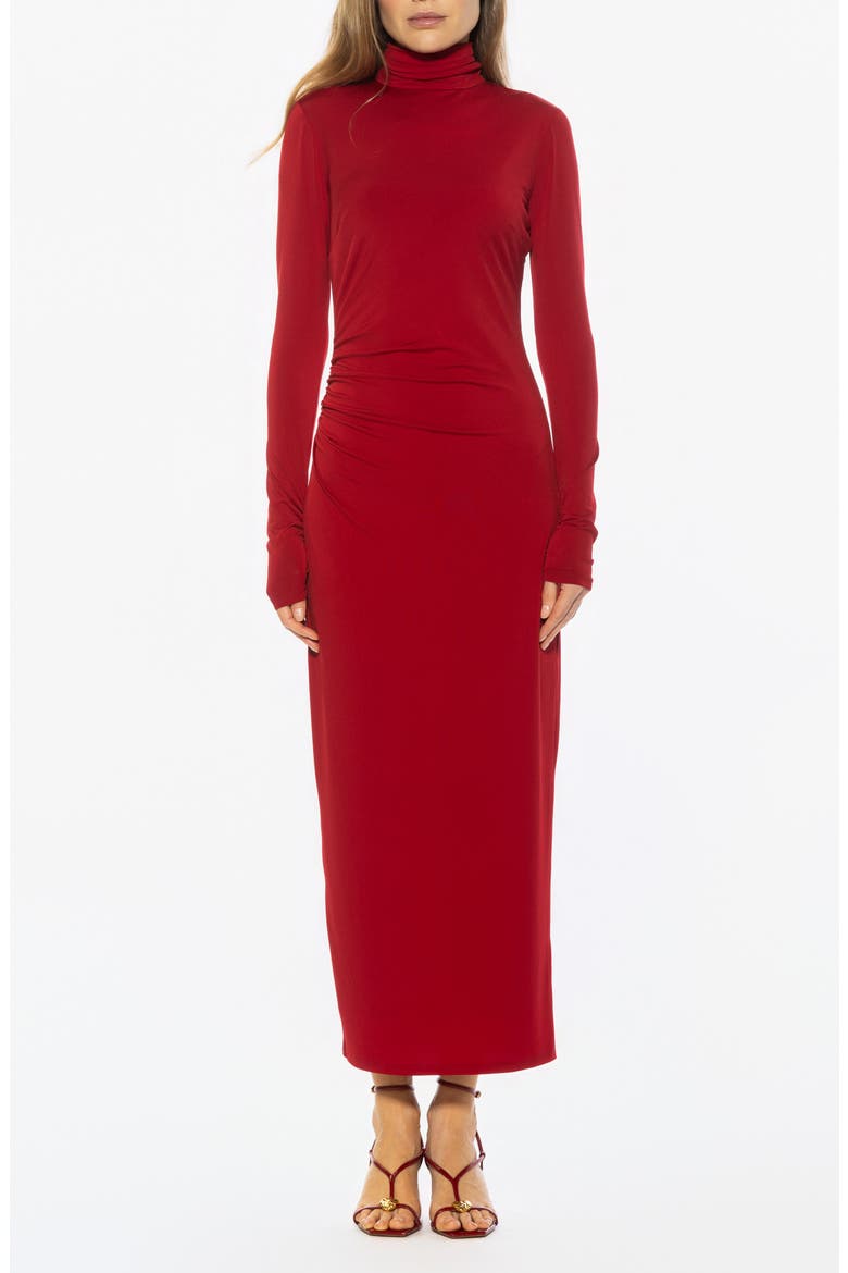 Veda Long Sleeve Mock Neck Dress, Main, color, RED