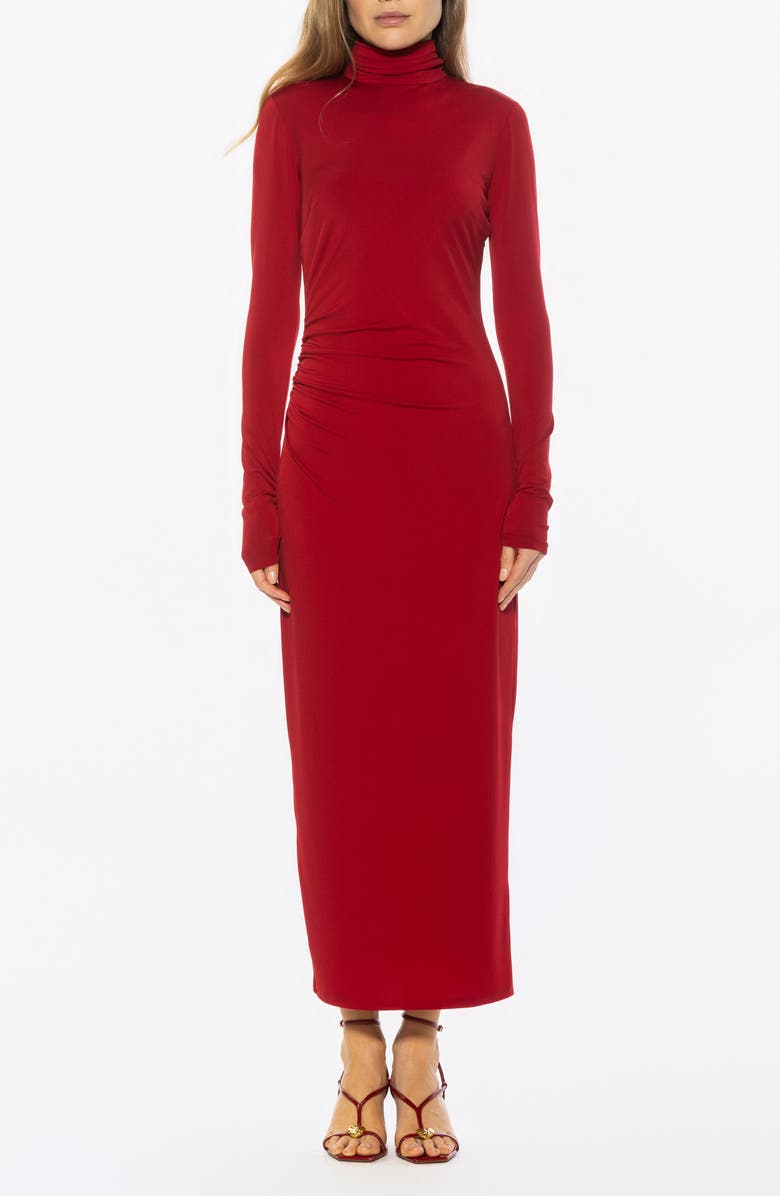 Alexia Admor Veda Long Sleeve Mock Neck Dress, Main, color, Red