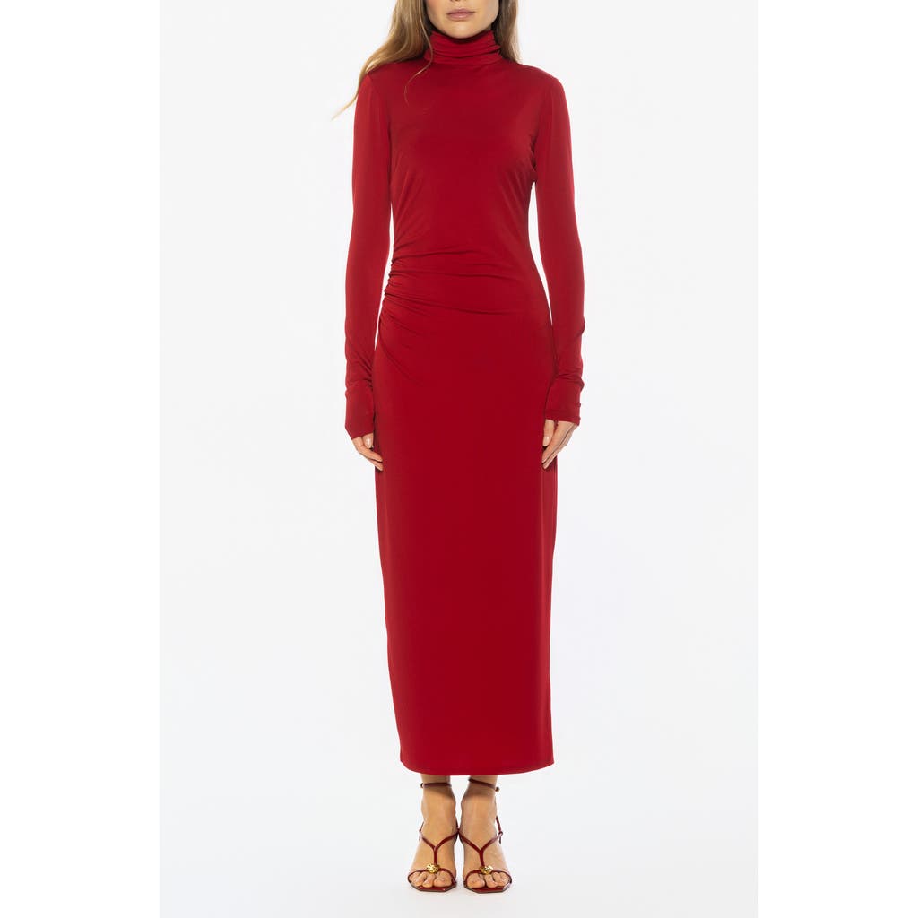 Alexia Admor Veda Long Sleeve Mock Neck Dress In Red