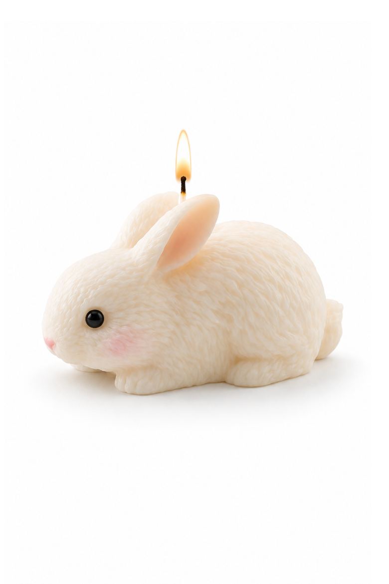 Blushing Bunny Cake Topper Candle, Main, color, Lying Down