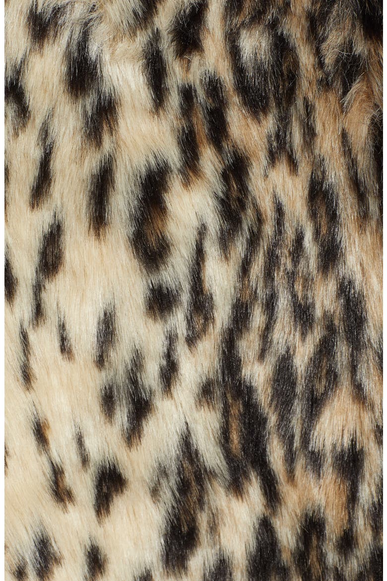 Leopard Faux Fur Coat, Alternate, color, BLACK