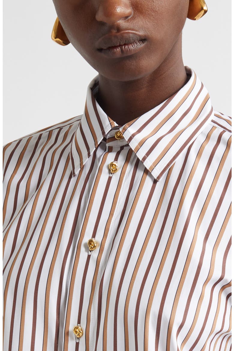 Bold Stripe Cotton Poplin Button-Up Shirt, Alternate, color, 9070 CHALK/ TOFFEE/ BROWN