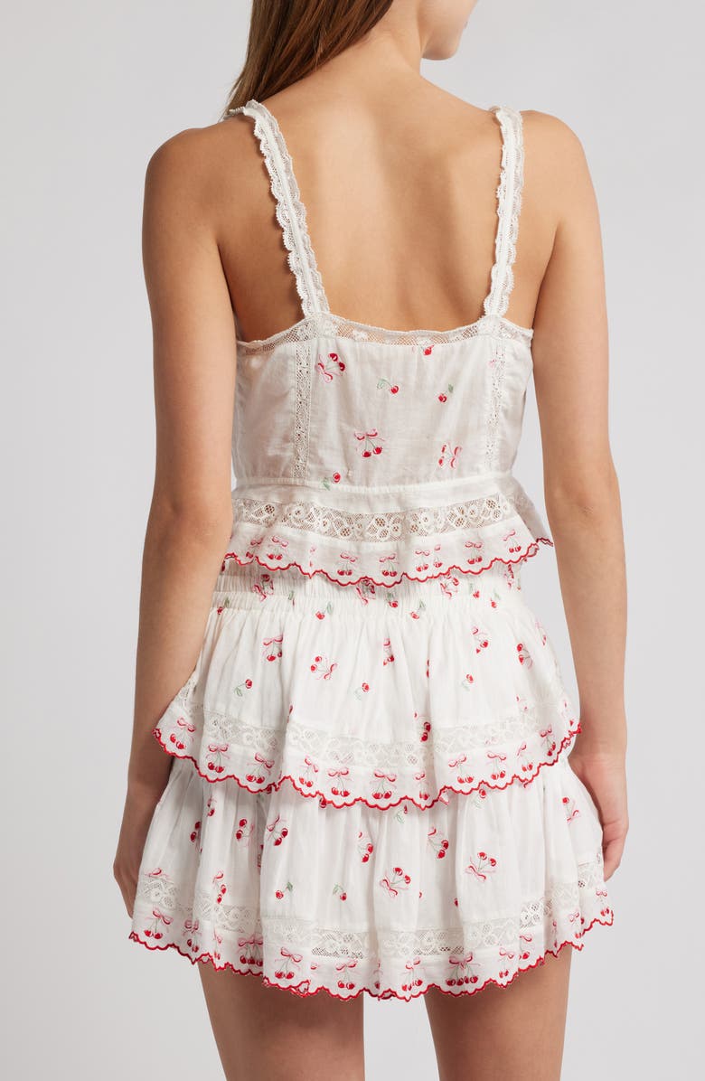 LoveShackFancy Vietta Cherry Embroidered Lace Cotton Crop Tank, Alternate, color, Optic White
