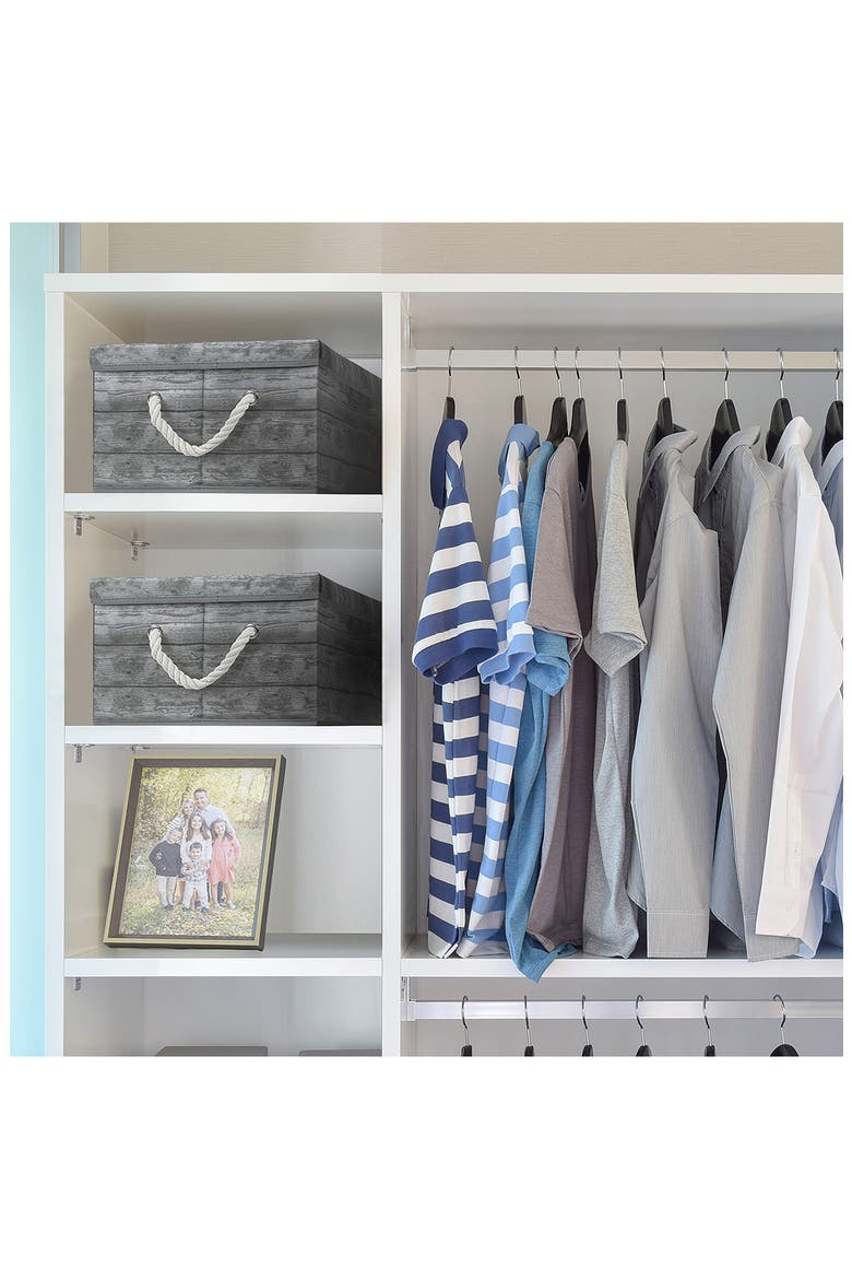 Grey Wooden Pattern Storage Box - Set of 2, Alternate, color, GREY