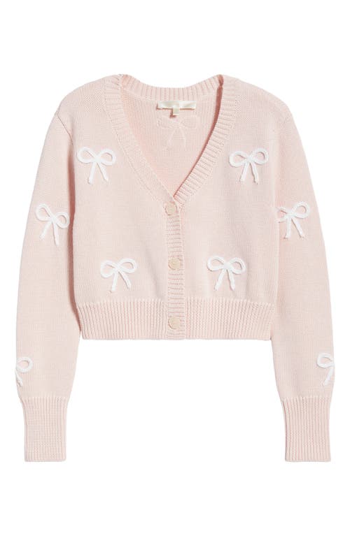Loveshackfancy Kids' Jayne Bow Embellished Cardigan In Pink