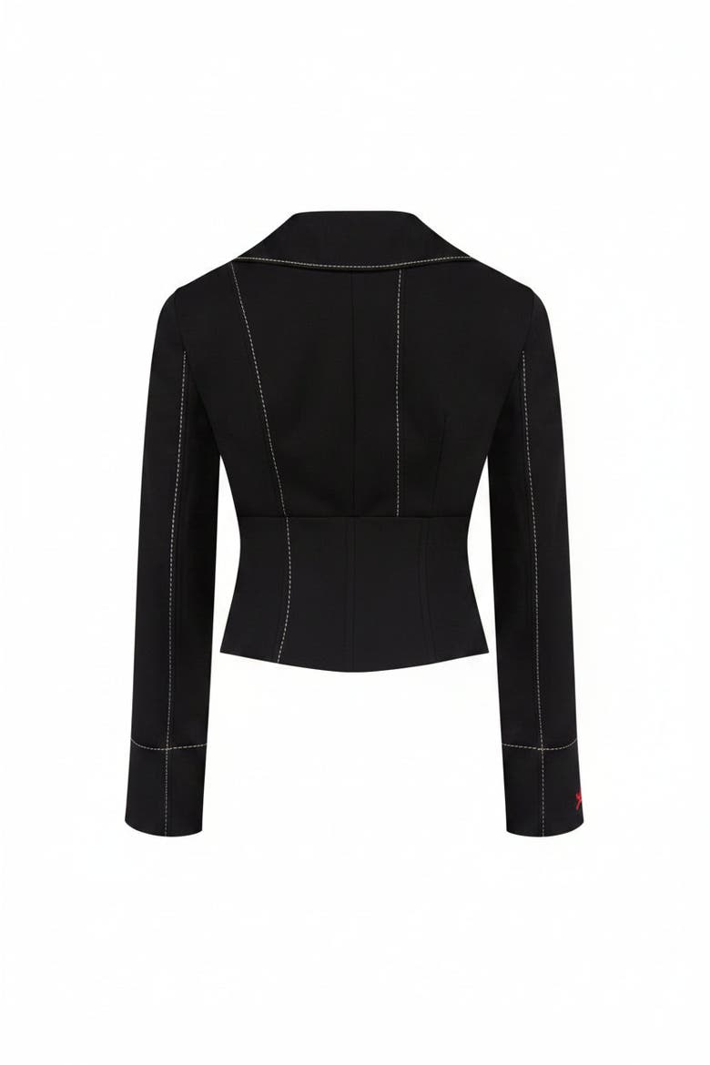 Free Heaven Stitch Detail Corset Blazer, Alternate, color, black