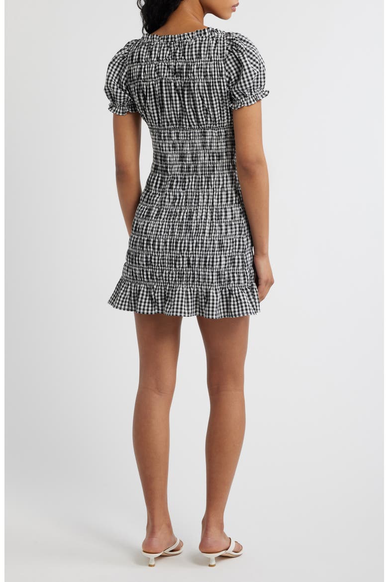 Darby Cap Sleeve Gingham Minidress, Alternate, color, BLACK/ WHITE