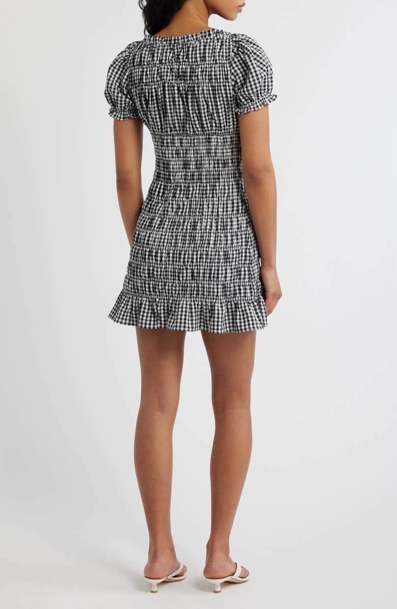 Lulus Darby Cap Sleeve Gingham Minidress, Alternate, color, Black/ White