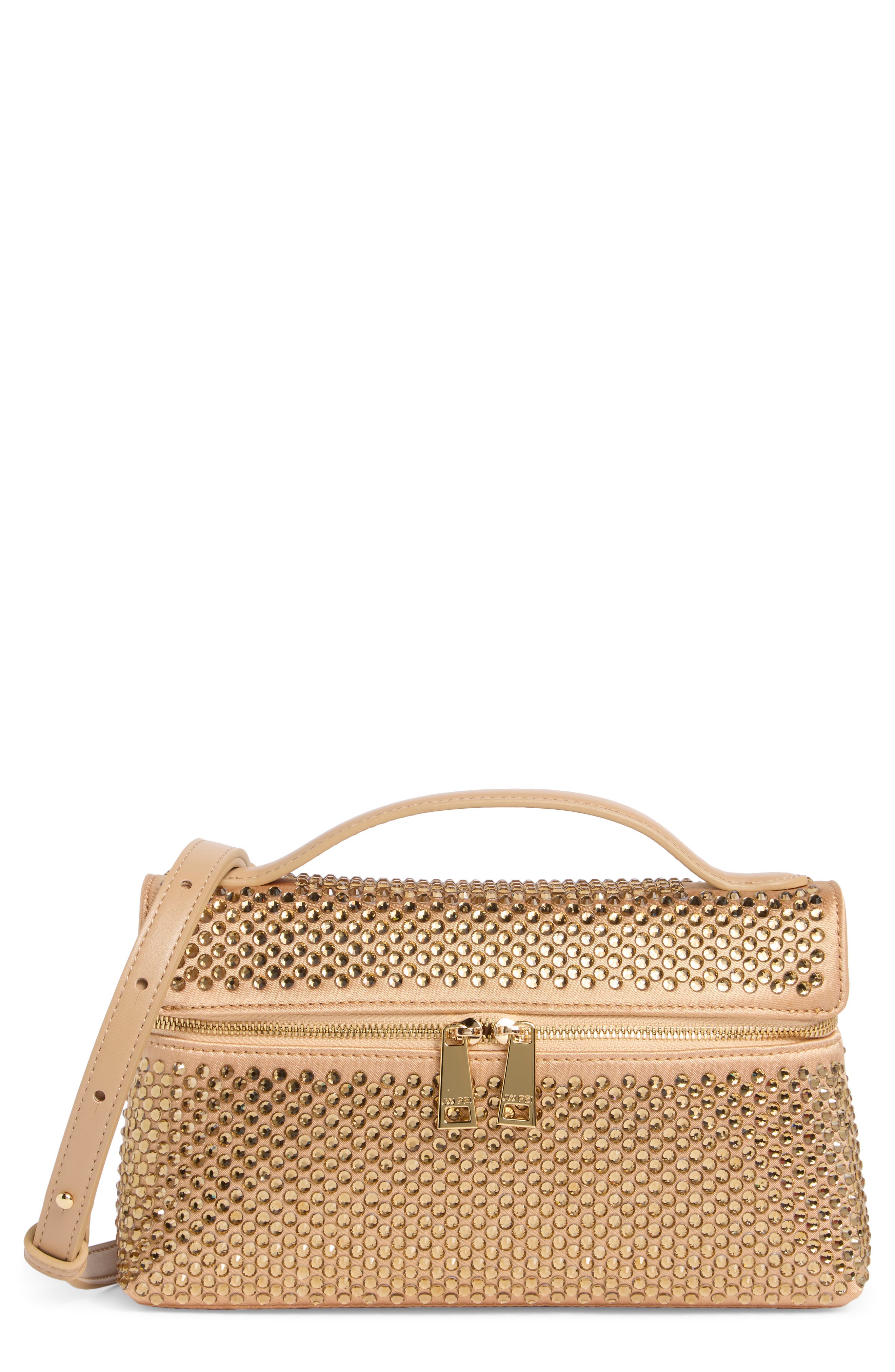 JW PEI Thea Woven Top Carry Handle Crossbody Bag, Main, color, Champagne