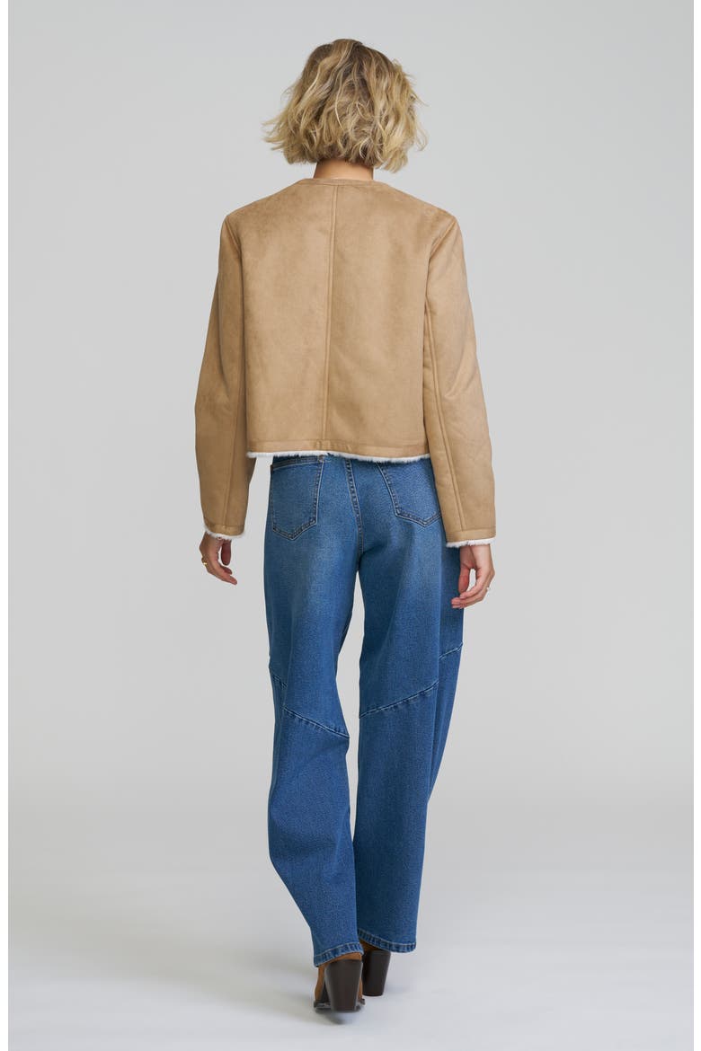 Faux Shearling Cropped Jacket, Alternate, color, LIGHT CAMEL